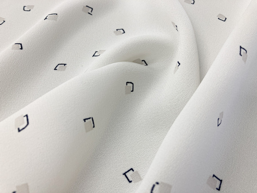 KKP4842-W [ D/#SB-291 ]Printed Polyester Pulela Stretch Crepe