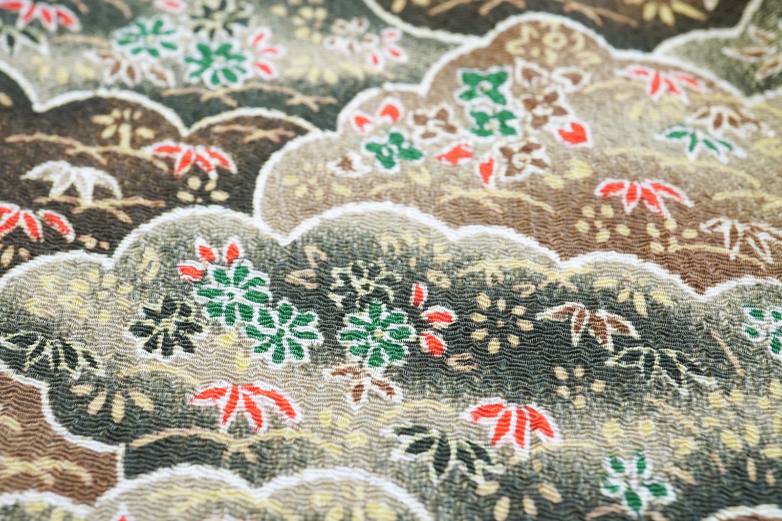 KKP2338 [ D/#雲に花 ]Printed Polyester Chirimen
