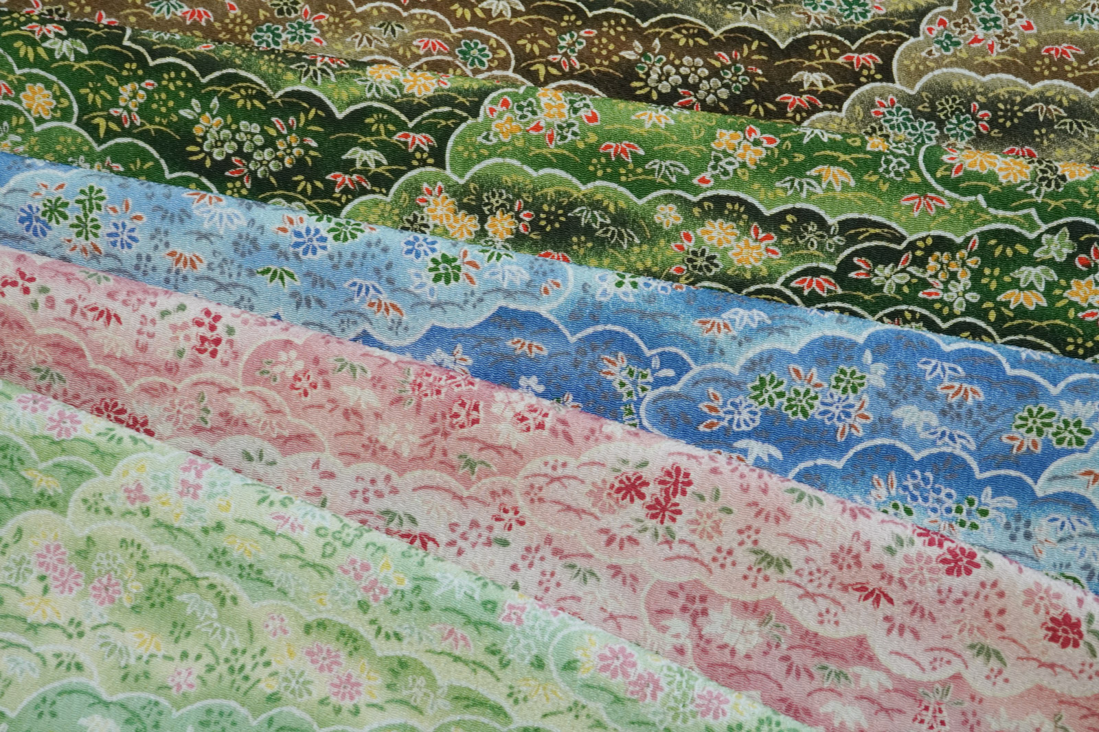 KKP2338 [ D/#雲に花 ]Printed Polyester Chirimen
