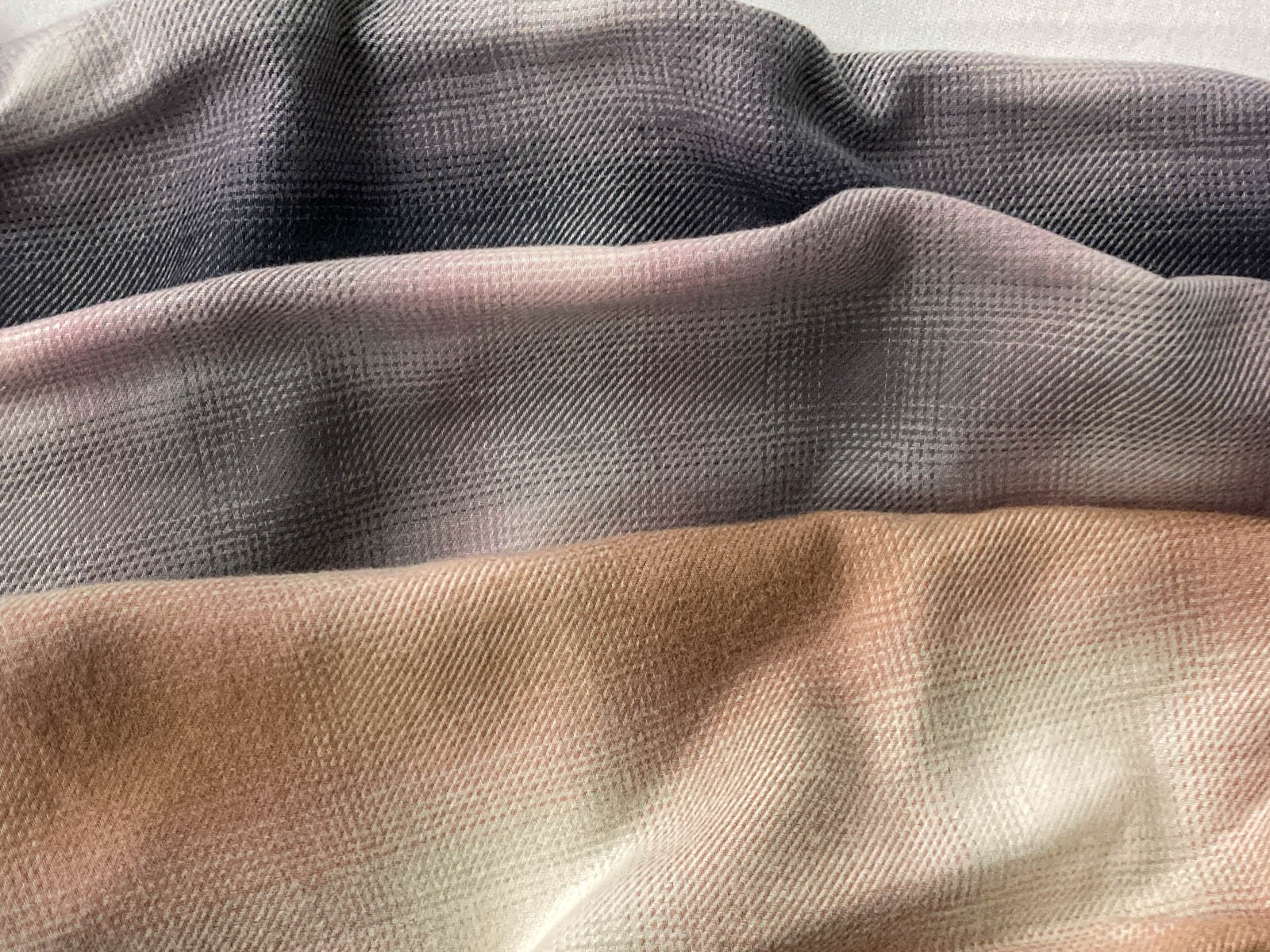 KYC330-W [ D/#1 ]Yarn Dyed Organic Cotton Ombre Plaid Brushed Finish