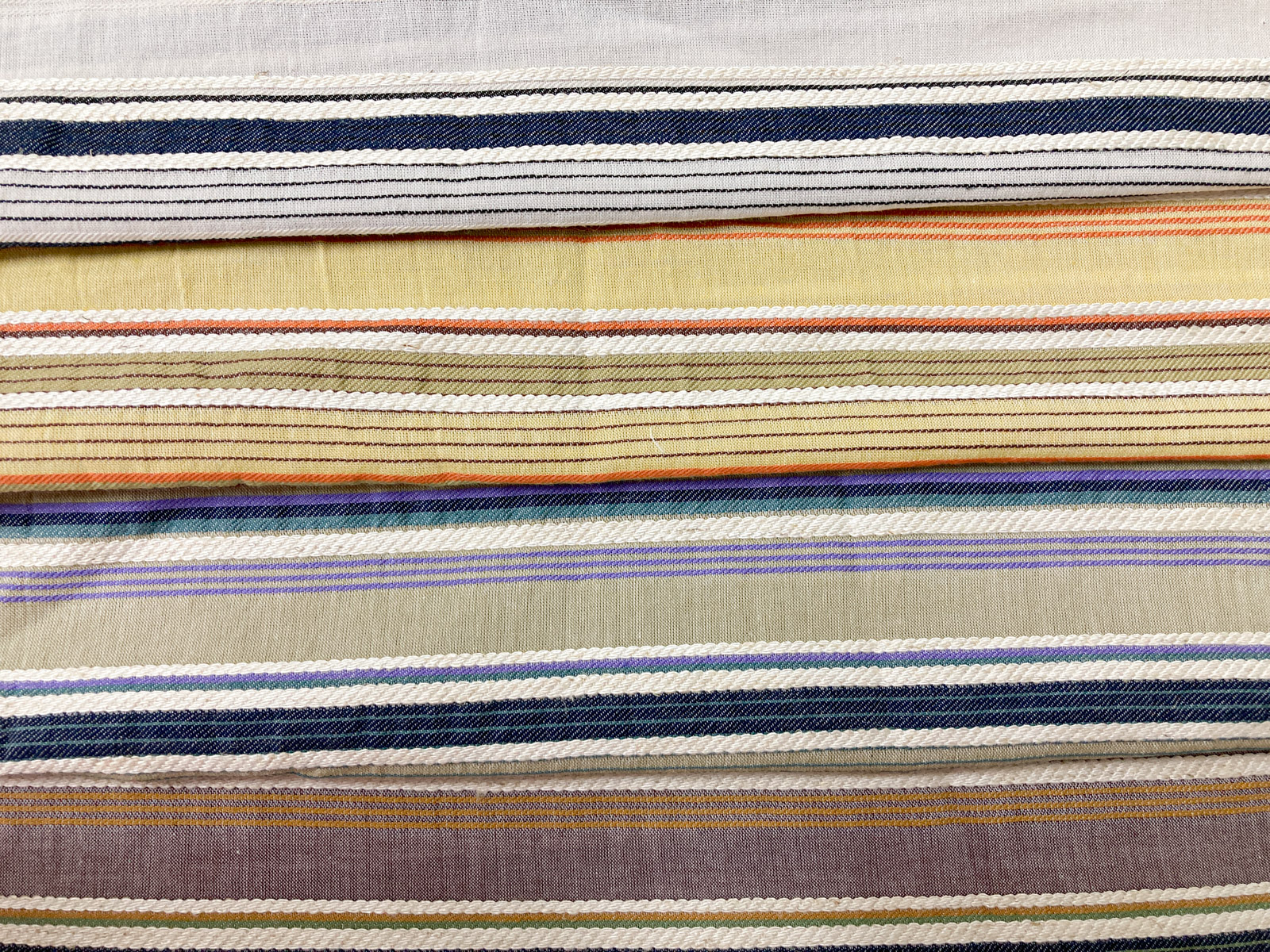KYC673-W [ D/#1 ]Yarn Dyed Cotton Rayon Linen Multi Border Stripe Dobby