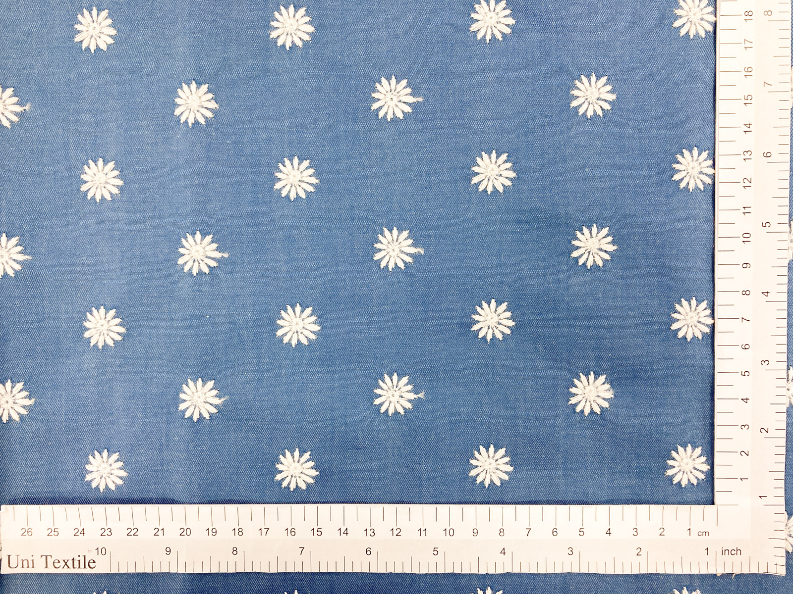 KCL780-W [ D/#250 ]Embroidered Dyed Cotton 4oz. Not Easy to Fade Light Twill Denim