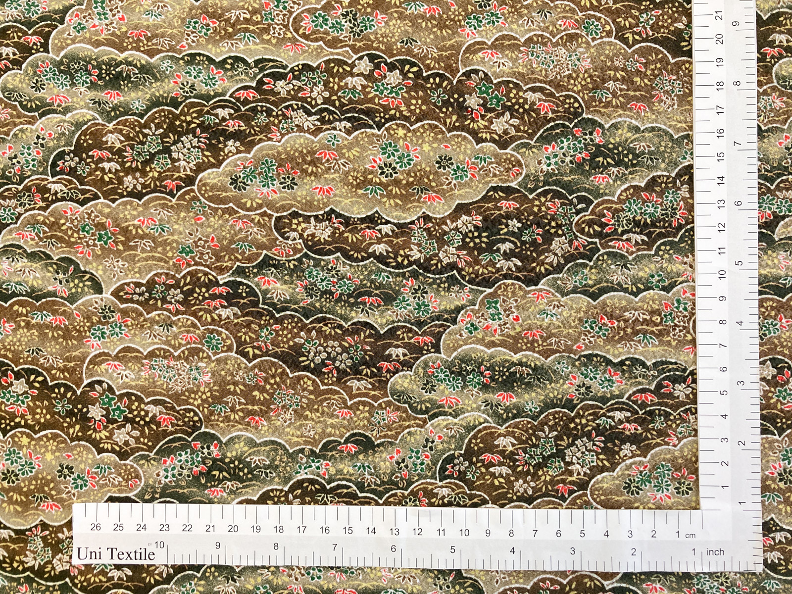 KKP2338 [ D/#雲に花 ]Printed Polyester Chirimen