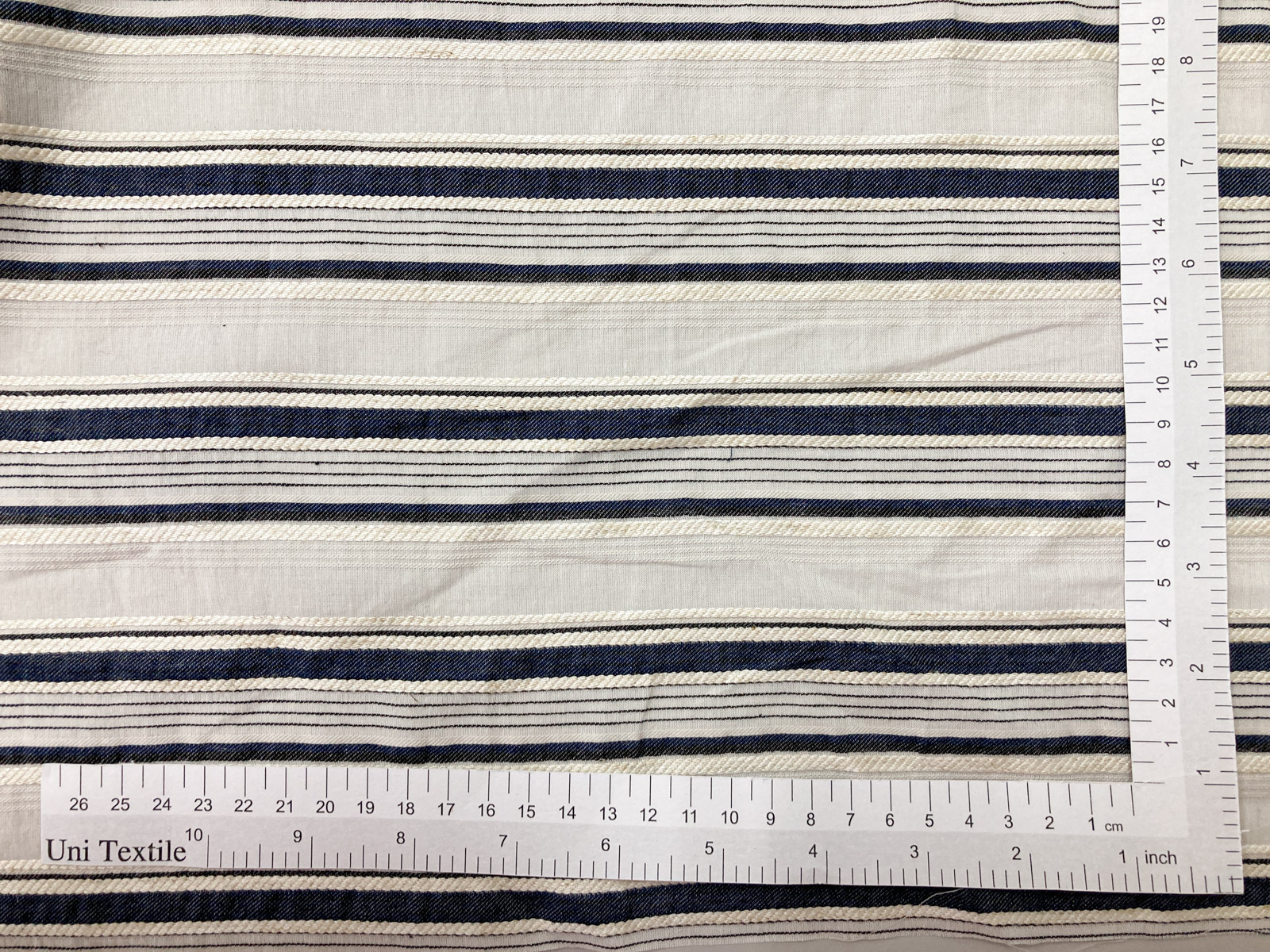 KYC673-W [ D/#1 ]Yarn Dyed Cotton Rayon Linen Multi Border Stripe Dobby